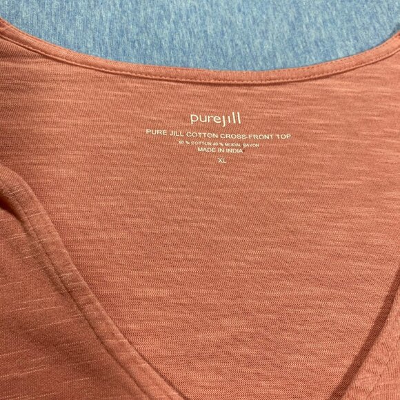 Pure Jill by J. Jill Women's XL Cotton Cross-Front Top In Soft Pink - Picture 3 of 7